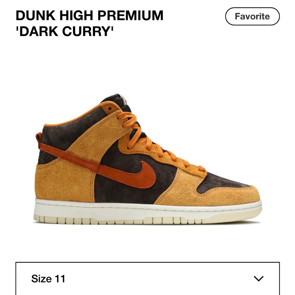 Nike Dunk High Premium in Dark Curry and Brown